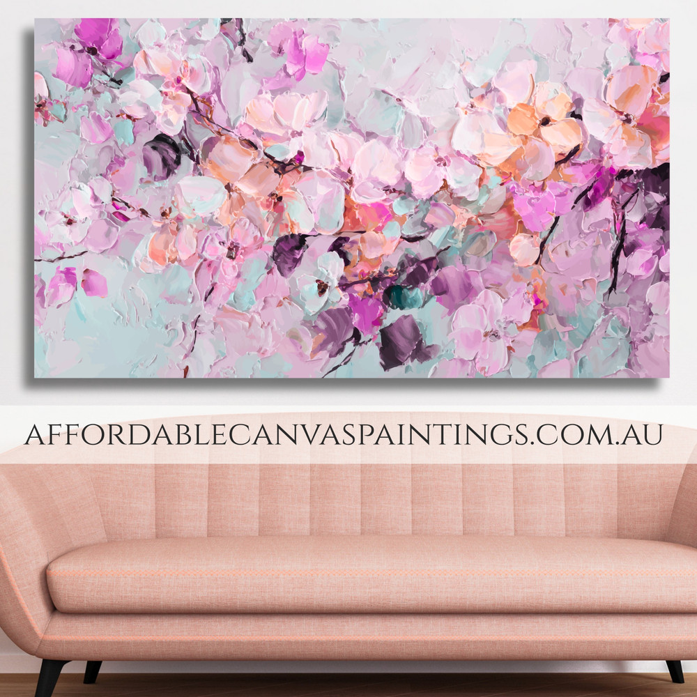 Colourful Floral Petals Abstract Flower Painting Modern Framed Impasto Canvas Painting Heavy Textured Acrylic Paintings For Home Decor