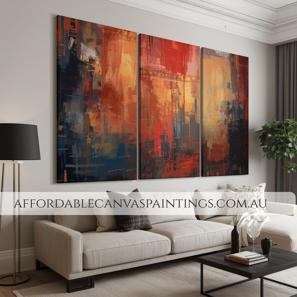 Splashes and Streaks 3 Piece Wall Decor Modern Abstract Painting Ready To Hang Acrylic Art Knife Painting For Interior Decoration