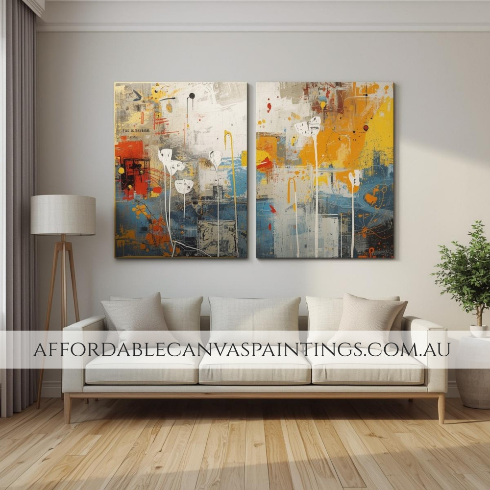 Dapple Design Handmade Acrylic Painting Australia Abstract Canvas Painting Modern Art 2 Piece Framed Canvas Art Impasto Painting For Home Decorators Collection