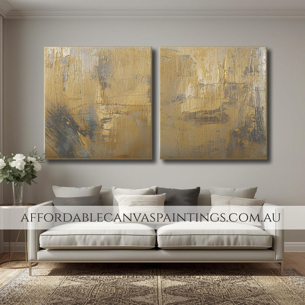 Blots Heavy Textured Acrylics Impasto Canvas Painting Abstract Art Painting Framed 2 Piece Wall Art Set Vintage Art For Diy Interior Decor Ideas