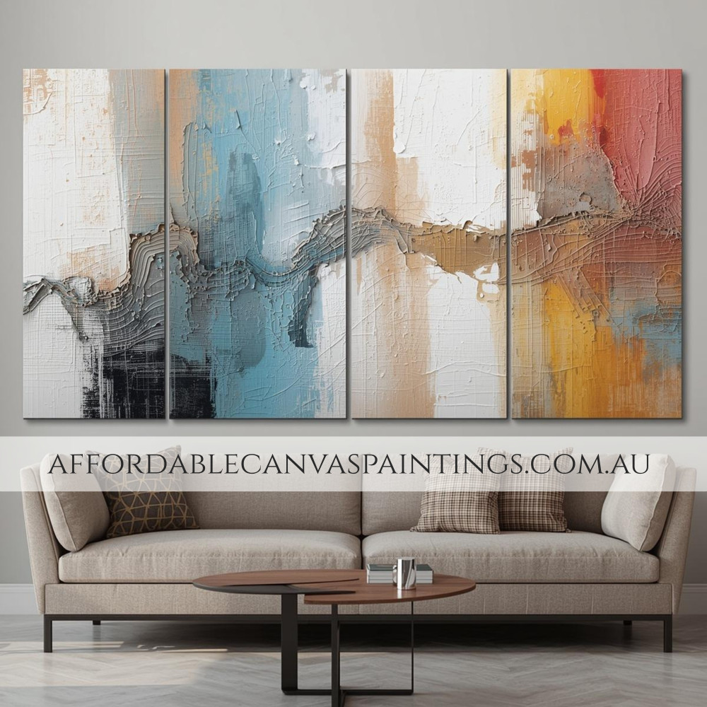 Dapples Smirches Abstract Acrylic Painting Modern Artwork Framed 4 Piece Wall Art Sets Impasto Art Painting Heavy Textured Acrylic Paintings For Home Decorators Collection