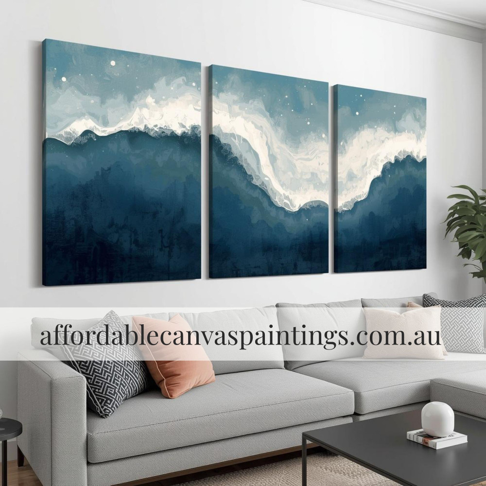 Snow Hills Famous Landscape Painting Modern Painting Framed Three Piece Wall Art Heavy Textured Acrylics Impasto Painting For Bedroom Decorating Ideas