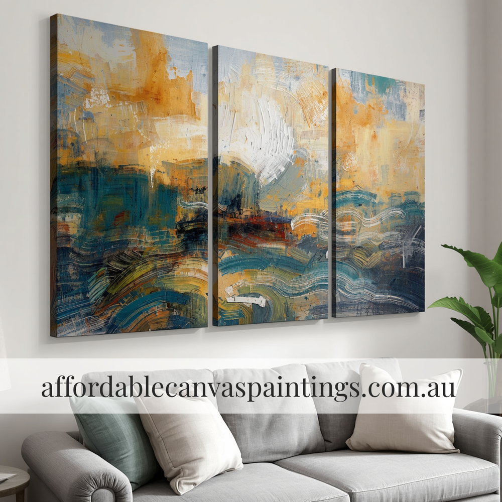 Smudges Abstract Wall Art Modern Artwork Framed 3 Piece Canvas Wall Art Handcrafted Canvas Painting Impasto Art For Cheap Wall Decor