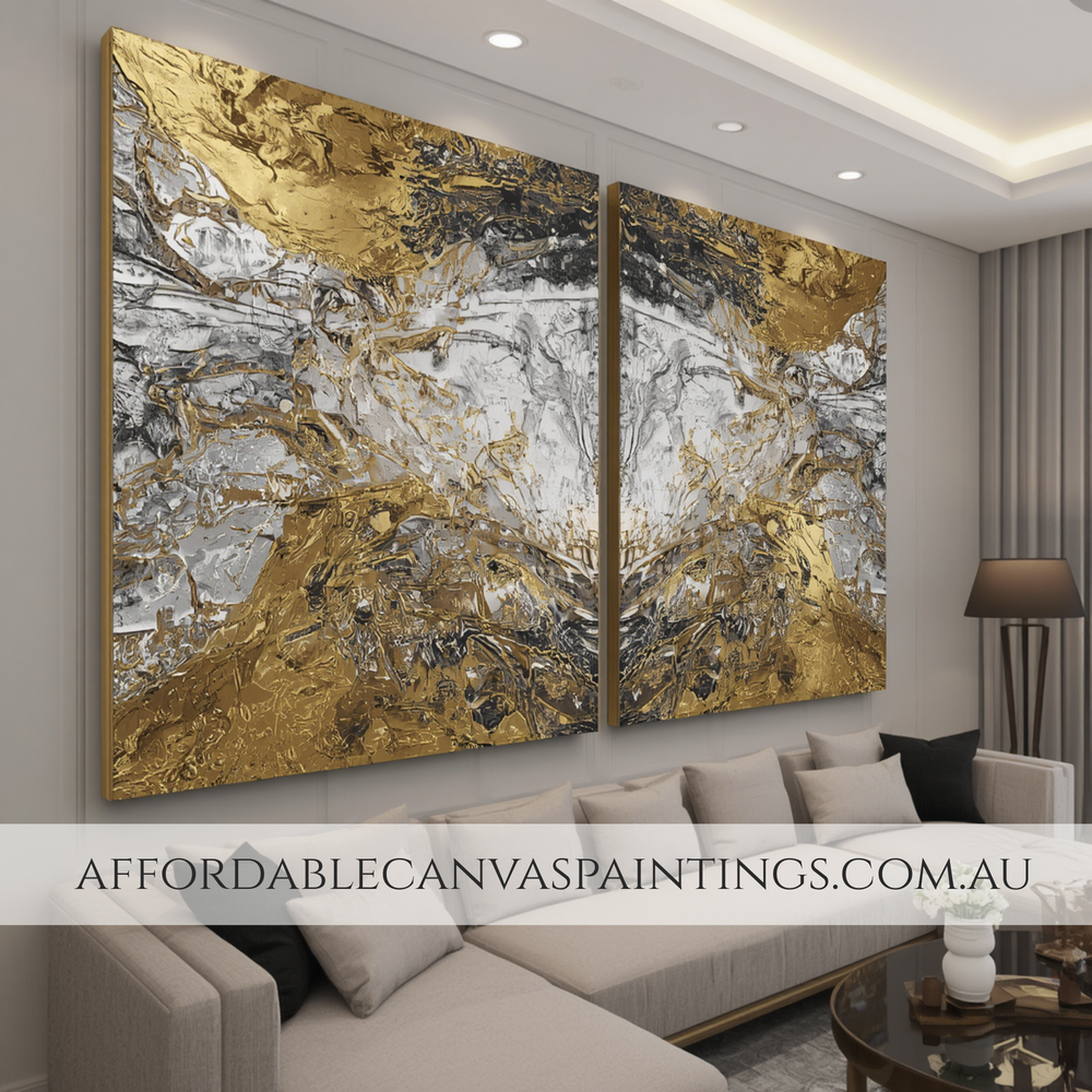 Colorful Specks Framed Abstract Diptych Two Piece Wall Art Set Modern Art For Sale Australian Handmade Paintings Online Impasto Canvas Painting For Interior Design