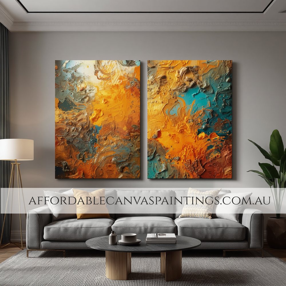 Daubs Large Abstract Wall Art Modern Painting Framed Two Piece Wall Art Handmade Acrylic Painting Australia Impasto Canvas Painting For Living Room Design