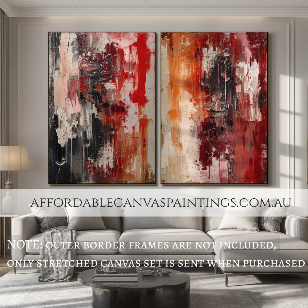Mackles Textured Painting With Palette Knife Abstract Acrylic Painting Contemporary Art Painting Framed 2 Piece Canvas Wall Art Impasto Canvas Painting For Interior Decoration