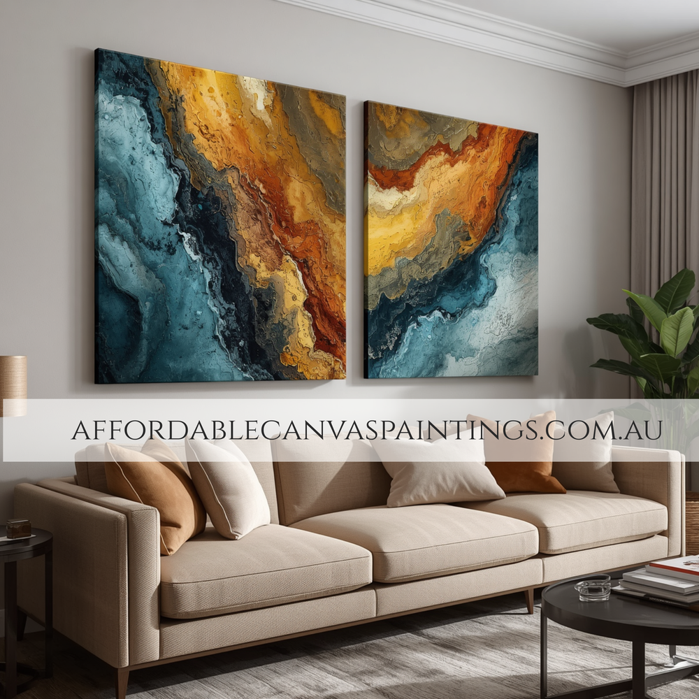 Stigmas 2 Piece Abstract Wall Art Contemporary Art For Sale Framed Australian Handmade Paintings Online Impasto Art For Living Room Ideas