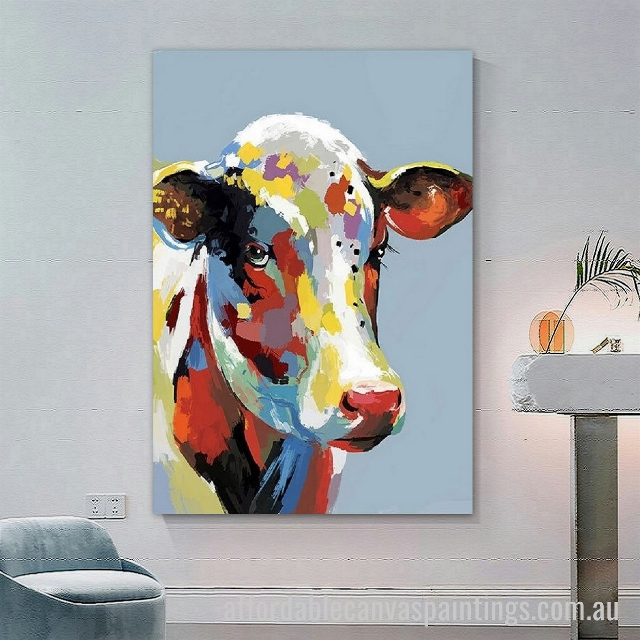 Calorific Cow Framed Abstract Art - affordablecanvaspaintings.com.au