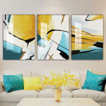 Splashes And Streaks Abstract Art Modern Heavy Texture Handmade Stretched 3 Piece Canvas Painting For Sale For Room Décor