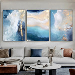 Colorful Marble Abstract Art Modern Heavy Texture Handmade Stretched 3 Piece Framed Wall Art Australia For Home Décor