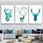 Tall Horned Buck Abstract Art Modern Heavy Texture Handmade Framed 3 Piece Stretched Paintings For Sale affordablecanvaspaintings.com.au