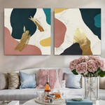 Blot Abstract Art Modern Heavy Texture Handmade Framed 2 Piece Stretched Canvas Wall Art Australia For Home Décor