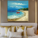 Wonderful Lakeside Seascape Abstract Art Modern Heavy Texture Handmade Framed Cheap Framed Artwork Australia For Living Room