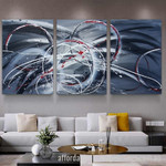 Zigzag Streaks Abstract Art Modern Heavy Texture Handmade Stretched 3 Piece Cheap Framed Artwork Australia For Office Décor