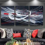 Awry Lines Abstract Art Modern Heavy Texture Handmade Stretched 3 Piece Framed Art Painting For Living Room