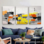 Quaint Spots Abstract Art Modern Heavy Texture Handmade Stretched 3 Piece Framed Art Painting For Living Room