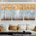 Forest Trees Abstract Art Modern Heavy Texture Handmade Framed 3 Piece Stretched Canvas Wall Art Australia affordablecanvaspaintings.com.au
