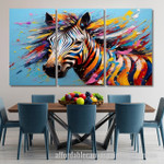 Colorful Zebra Abstract Art Modern Heavy Texture Handmade Stretched 3 Piece Best Framed Artwork Australia For Home Décor