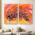 Chromatic Wing Abstract Art Modern Heavy Texture Handmade Framed 2 Piece Stretched Paintings For Sale For Office Décor