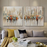 Rainy Street Abstract Art Modern Heavy Texture Handmade Stretched 2 Piece Cheap Framed Artwork Australia affordablecanvaspaintings.com.au