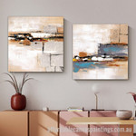 Colorful Stains Abstract Art Modern Heavy Texture Handmade Framed 2 Piece Cheap Framed Artwork Australia For Living Room