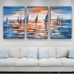 Sunset Seascape Abstract Art Modern Heavy Texture Handmade Framed 3 Piece Cheap Framed Artwork Australia affordablecanvaspaintings.com.au