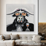 Buffalo With Wine Abstract Art Modern Heavy Texture Handmade Framed Acrylic Paintings For Sale Australia For Room Décor