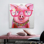 Pink Boar Abstract Art Modern Heavy Texture Handmade Framed Stretched Paintings For Sale For Home Decor