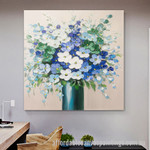 Beautiful Flowers Abstract Art Modern Heavy Texture Handmade Stretched Framed Canvas Wall Art Australia For Home Décor