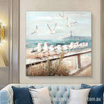 Gilde Seaside Seagulls Abstract Art Modern Heavy Texture Handmade Framed Cheap Framed Artwork Australia affordablecanvaspaintings.com.au