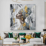 African Women Abstract Art Modern Heavy Texture Handmade Framed Stretched Paintings For Sale For Home Décor