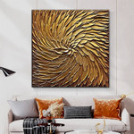 Gold Flower Abstract Art Modern Heavy Texture Handmade Framed Acrylic Paintings For Sale Australia affordablecanvaspaintings.com.au