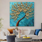 Golden Blossom Abstract Art Modern Heavy Texture Handmade Framed Acrylic Paintings For Sale Australia For Office Décor