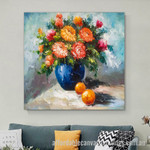 Colorful Flower Pots Abstract Art Modern Heavy Texture Handmade Stretched Framed Artwork Australia Online affordablecanvaspaintings.com.au