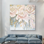 Pink Flower Abstract Art Modern Heavy Texture Handmade Framed Stretched Canvas Wall Art Australia affordablecanvaspaintings.com.au