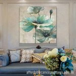 Aqua Blooms Abstract Art Modern Heavy Texture Handmade Framed Best Framed Artwork Australia For Room Décor