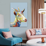 Colorful Goat Abstract Art Modern Heavy Texture Handmade Framed Stretched Paintings For Sale For Office Décor