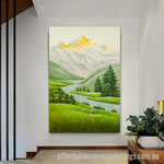Golden Mountain Abstract Art Modern Heavy Texture Handmade Stretched Framed Canvas Wall Art Australia For Home Décor