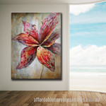Red Bloom Abstract Art Modern Heavy Texture Handmade Stretched Textured Wall Art Australia affordablecanvaspaintings.com.au
