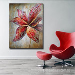 Red Bloom Abstract Art Modern Heavy Texture Handmade Framed Best Framed Artwork Australia For Office Décor