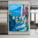 Seacoast Cityscape Abstract Art Modern Heavy Texture Handmade Framed Acrylic Paintings For Sale Australia affordablecanvaspaintings.com.au