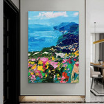 Seashore Mountain Abstract Art Modern Heavy Texture Handmade Framed Best Framed Artwork Australia affordablecanvaspaintings.com.au