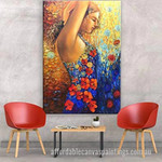 Flower Figure Abstract Art Modern Heavy Texture Handmade Stretched Framed Canvas Wall Art Australia For Home Décor
