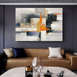 Speckled Smear Abstract Art Modern Heavy Texture Handmade Stretched Framed Art Painting For Living Room