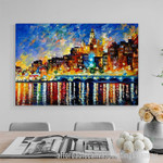 Glowing Harbor Abstract Art Modern Heavy Texture Handmade Stretched Textured Wall Art Australia For Room Décor
