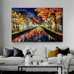 Night Amsterdam Abstract Art Modern Heavy Texture Handmade Framed Cheap Framed Artwork Australia For Living Room