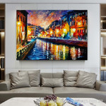 City Lights Leonid Afremov Abstract Art Modern Heavy Texture Handmade Framed Acrylic Paintings For Sale Australia For Living Room