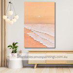 Sunset Coast Nature Inspired Art Landscape Seascape Modern Hand Painted Canvas For Living Room Design