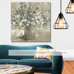 Floral Pot Abstract Flower Painting Retro Handmade Framed Ready To Hang Canvas Art For Living Room Decoration Ideas
