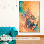 Motley Splashes Abstract Vintage Framed Ready To Hang Canvas Art For Living Room Design